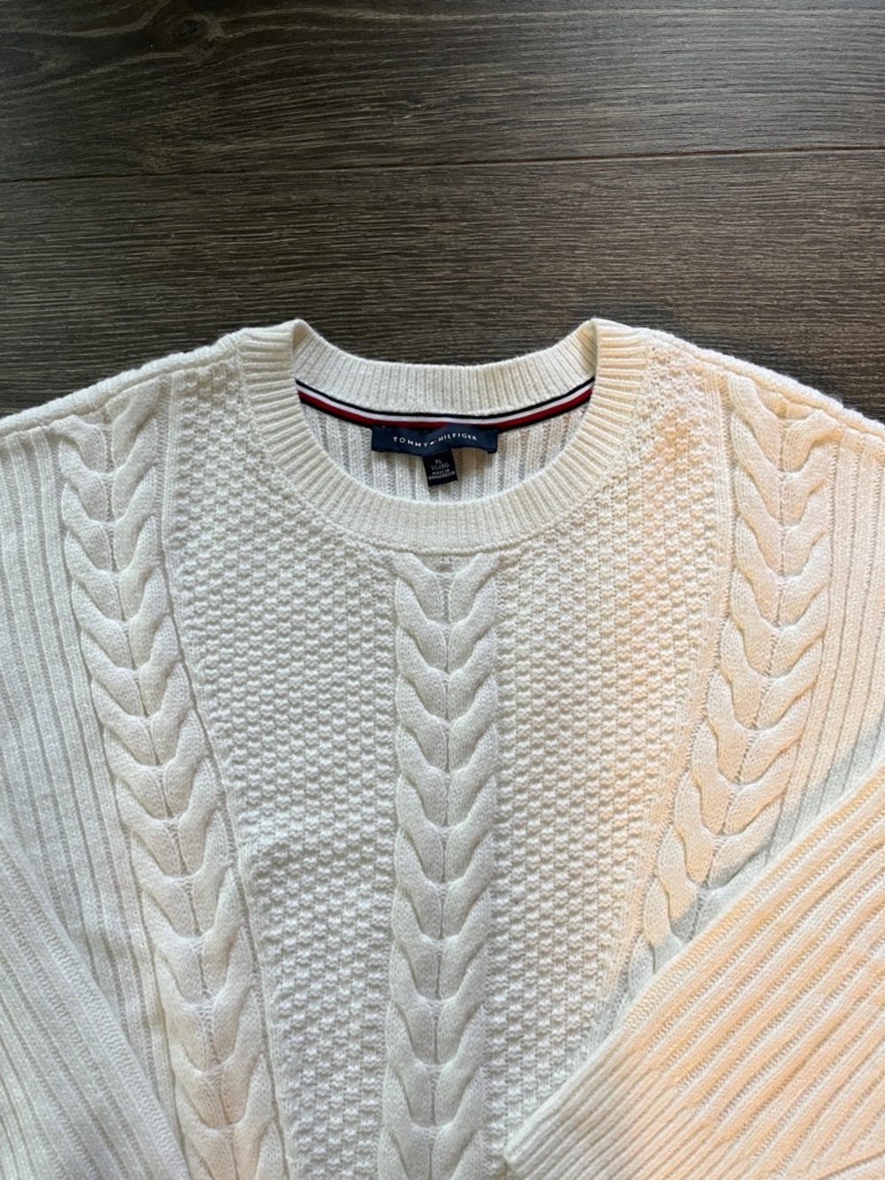 Tommy Hilfiger Woman’s Off-White Cable Crewneck Sweater